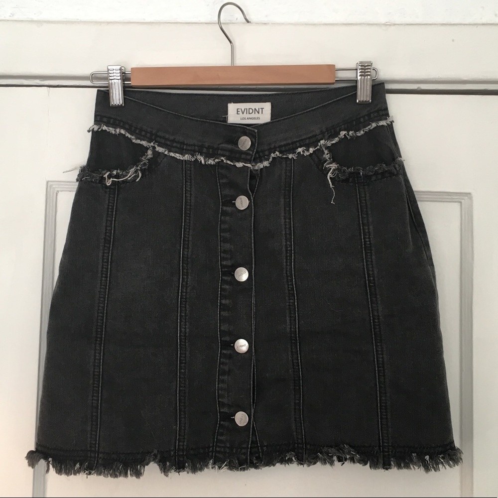 Evidnt Black Jeans Button Up Mini Skirt